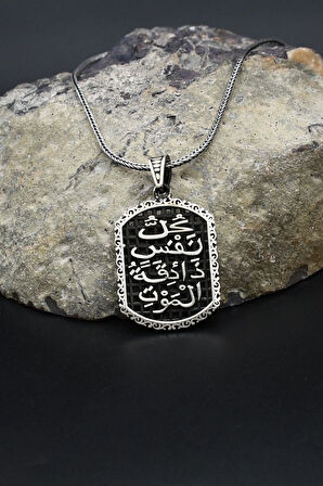 Her Can Ölümü Tadacaktır Yazlı 925 Ayar Gümüş Kolye Zincir 902382