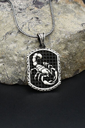 Akrep Figürlü 925 Ayar Gümüş Kolye Zincir 902384