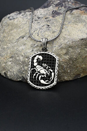 Akrep Figürlü 925 Ayar Gümüş Kolye Zincir 902384