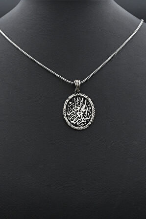Bismillahirrahmanirrahim - Besmele Yazılı 925 Ayar Gümüş Kolye Zincir 902385