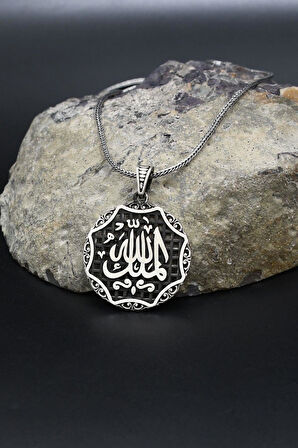 El Mülkü Lillah - Mülk Allahındır - Mülk Sahibi Allah Dır Yazılı 925 Ayar Gümüş Kolye Zincir 902387