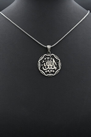 El Mülkü Lillah - Mülk Allahındır - Mülk Sahibi Allah Dır Yazılı 925 Ayar Gümüş Kolye Zincir 902387