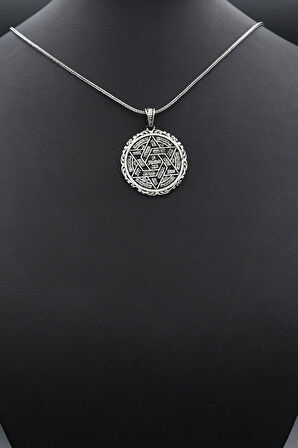 Hz. Süleyman Mührü 925 Ayar Gümüş Kolye Zincir 902390