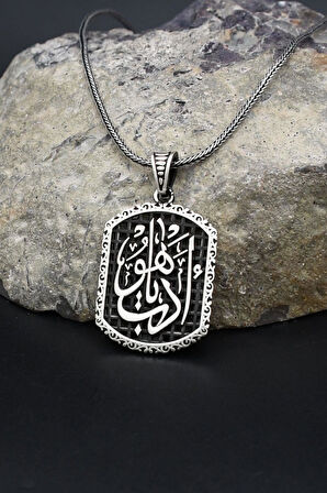 Edeb Ya Hu Yazılı 925 Ayar Gümüş Kolye Zincir 902391
