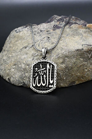 Ya Allah Yazlı 925 Ayar Gümüş Kolye Zincir 902394