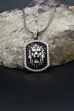 Aslan Figürlü 925 Ayar Gümüş Kolye Zincir 902395