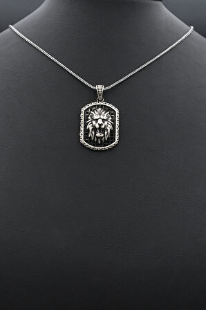 Aslan Figürlü 925 Ayar Gümüş Kolye Zincir 902395