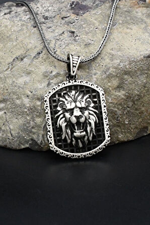 Aslan Figürlü 925 Ayar Gümüş Kolye Zincir 902395