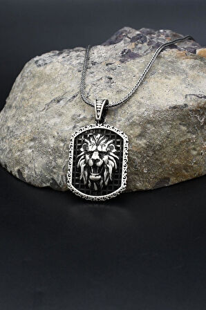 Aslan Figürlü 925 Ayar Gümüş Kolye Zincir 902395
