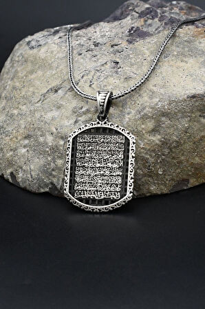 Ayetel Kürsi Yazılı 925 Ayar Gümüş Kolye Zincir 902396