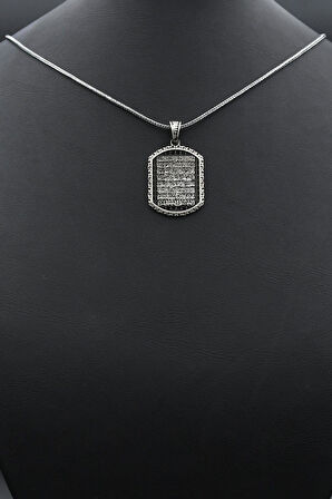 Ayetel Kürsi Yazılı 925 Ayar Gümüş Kolye Zincir 902396