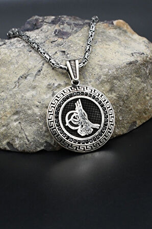 Osmanlı Tuğralı Grek Desenli 925 Ayar Gümüş Kral Zincir 2Mm 902416