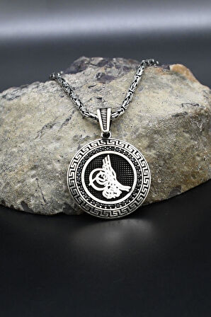 Osmanlı Tuğralı Grek Desenli 925 Ayar Gümüş Kral Zincir 2Mm 902416