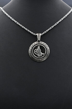 Osmanlı Tuğralı Grek Desenli 925 Ayar Gümüş Kral Zincir 2Mm 902416