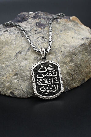 Her Can Ölümü Tadacaktır Yazlı 925 Ayar Gümüş Kral Zincir 2Mm 902417