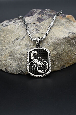 Akrep Figürlü 925 Ayar Gümüş Kolye Kral Zincir 2Mm 902419