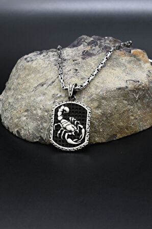 Akrep Figürlü 925 Ayar Gümüş Kolye Kral Zincir 2Mm 902419