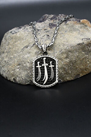 Hz. Ali Zülfikar Kılıcı 925 Ayar Gümüş Kolye Kral Zincir 2Mm 902420