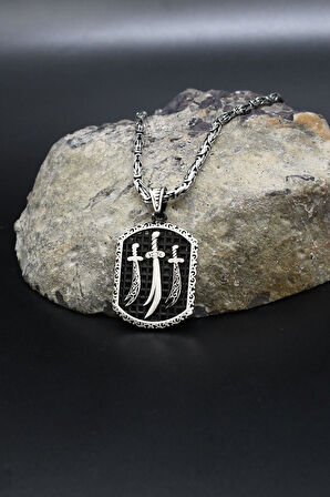 Hz. Ali Zülfikar Kılıcı 925 Ayar Gümüş Kolye Kral Zincir 2Mm 902420