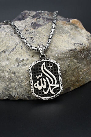 hamd olsun Arapça Yazlı 925 Ayar Gümüş Kolye Kral Zincir 2Mm 902426