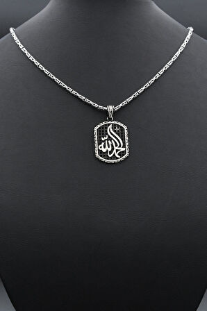 hamd olsun Arapça Yazlı 925 Ayar Gümüş Kolye Kral Zincir 2Mm 902426