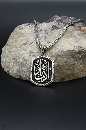 Edeb Ya Hu Yazılı 925 Ayar Gümüş Kolye Kral Zincir 2Mm 902427