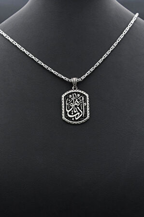 Edeb Ya Hu Yazılı 925 Ayar Gümüş Kolye Kral Zincir 2Mm 902427