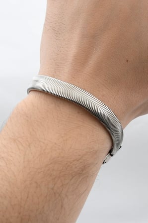 Paslanmaz Çelik Ezme Yılan Derisi Model Bileklik 10 Mm 902470