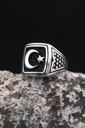Ay Yıldızlı - Ay Yıldız 925 Ayar Gümüş Yüzük 902695