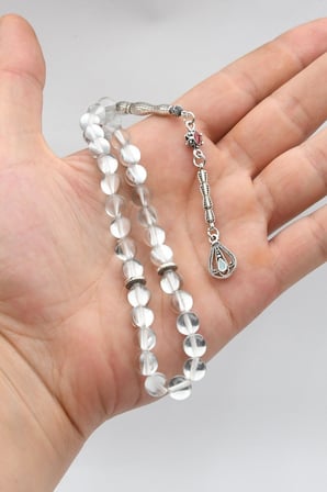Termal Kuvars Taşlı 33'lük Tesbih Metal Püsküllü 8mm Küre Kesim 902828