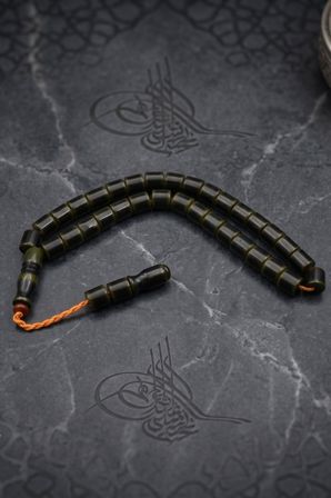 Sıkma Kehribar Taşlı 33'lük Tesbih Metal Püsküllü 8mm Küre Kesim 902853