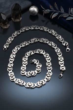 Paslanmaz Çelik Euro Kral Model Kolye Zincir Ve Bileklik 10Mm 902918