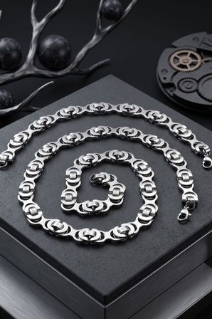 Paslanmaz Çelik Euro Kral Model Kolye Zincir Ve Bileklik 10Mm 902918