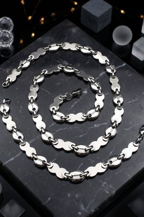 Paslanmaz Çelik Gemici - Kahve Çekirdeği Model Kolye Zincir Ve Bileklik 10Mm 902920