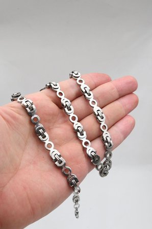 Paslanmaz Çelik Euro Kral Model Erkek Kolye Zincir Ve Bileklik Set 8Mm 902921