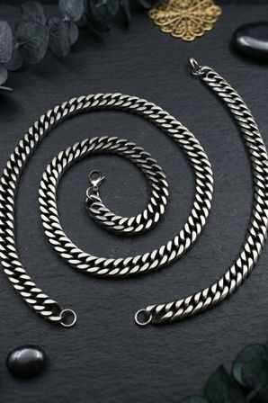 Paslanmaz Çelik Gemici Model Erkek Kolye Zincir Ve Bileklik Set 10Mm 902924