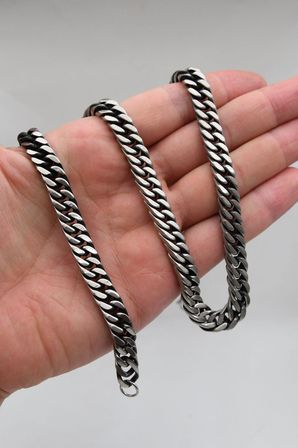 Paslanmaz Çelik Gemici Model Erkek Kolye Zincir Ve Bileklik Set 10Mm 902924