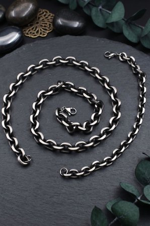 Paslanmaz Çelik Gemici Model Erkek Kolye Zincir Ve Bileklik Set 10 Mm 902925