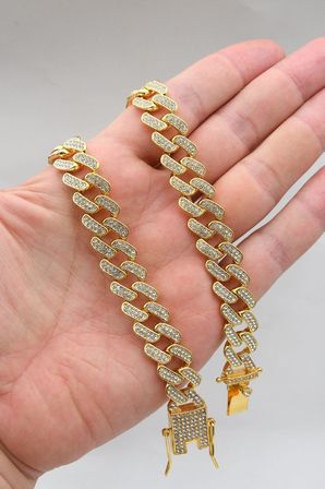 Paslanmaz Çelik Gurmet Model Kolye Zincir Ve Bileklik Set 11Mm Altın Kaplama 902935