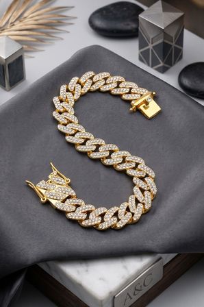 Paslanmaz Çelik Gurmet Model Bileklik 11Mm Altın Kaplama 902949