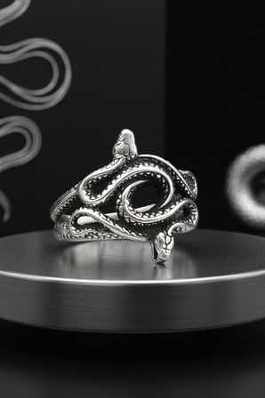 925 Ayar Gümüş Yüzük Yılan Figürlü Unisex 903009