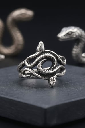 925 Ayar Gümüş Yüzük Yılan Figürlü Unisex 903009