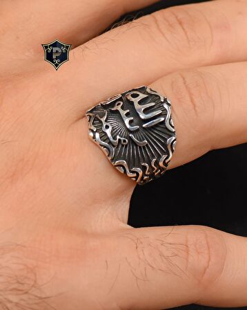 Mührü Şerif 925 Ayar Gümüş Erkek Yüzüğü 