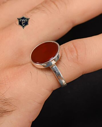 925 Ayar Gümüş Erkek Yüzüğü Akik Taşlı