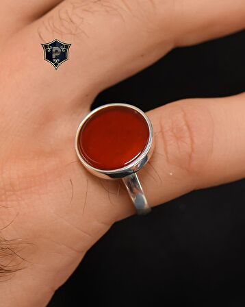 925 Ayar Gümüş Erkek Yüzüğü Akik Taşlı