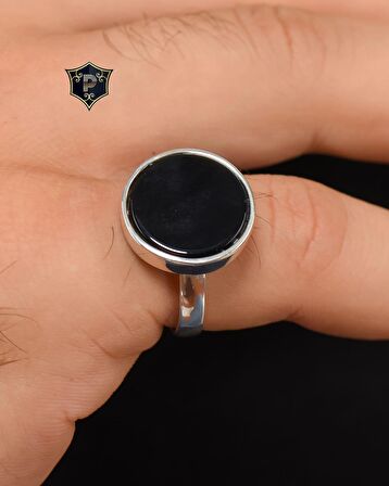 Gümüş Erkek Yüzük Siyah Oniks Taşlı