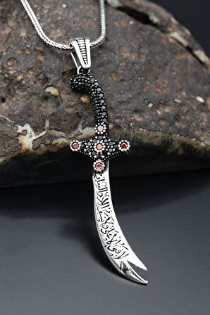 Zülfikar Kılıç Figürlü Erkek Gümüş kolye Zincir