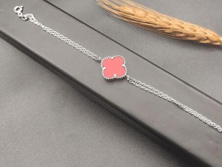 Van Cleef Modeli Akik Taşlı Gümüş Kadın Bileklik