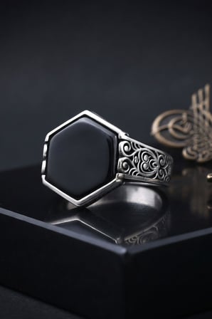Oniks Taşlı 925 Ayar Gümüş Yüzük 903043
