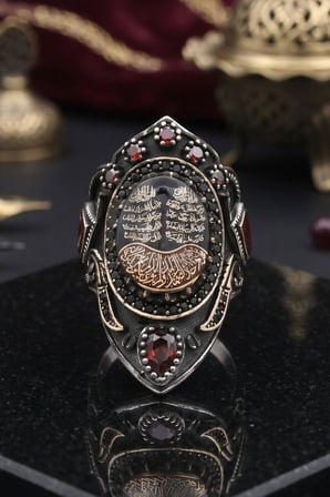 La Galibe Illallah ve Nas ve Felak ve Ihlas Sureleri Yazlı Ayarlanabilir Zihgir 925 Ayar Gümüş Yüzük 903117